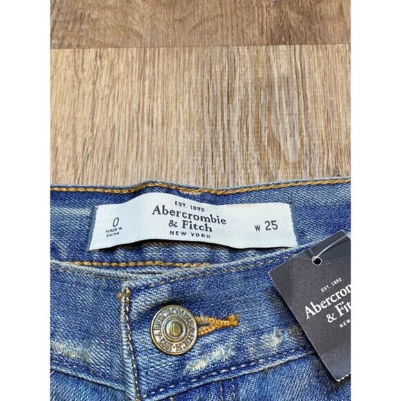 Y2K Abercrombie & Fitch Micro Mini Distressed Patchwork Denim Shorts Size‎ 0 NWT - Picture 3 of 7